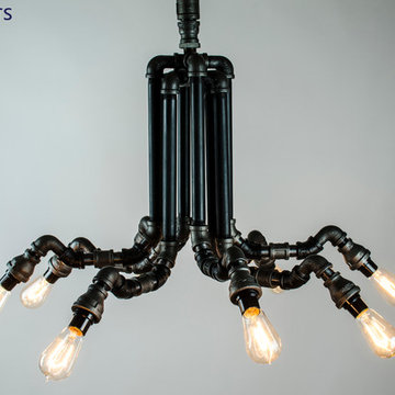 Industrial Chandelier : 8 light drop