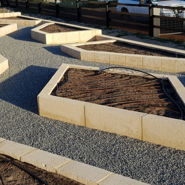 Darling Down - landscaping, raised garden beds, limestone retaining, and mulch