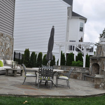 Falcon Mist Fireplace and Seating Walls with Pennsylvania Variegated Patio