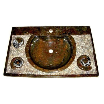 Sahara Sea Spirals Natural Fossil Stone Powder Room Sink