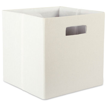 DII Polyester Cube Solid Off White Square