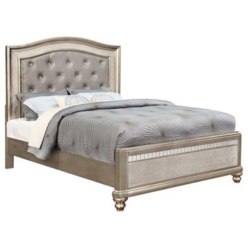 Coaster Bling Game Wood Queen Panel Bed with Camel Back in Silver