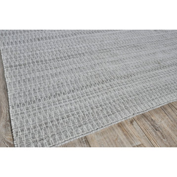 Florence Indoor/Outdoor Handmade Flatwoven PET yarn Silver/Gray Area Rug, 5'x8'
