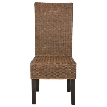 Sergio 18" Wicker Dining Chair, Set of 2,  Brown Multi