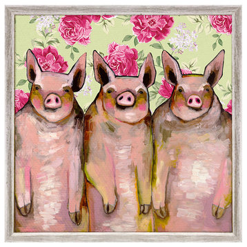 "Little Piggies, Floral" Mini Framed Canvas by Eli Halpin