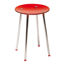 Noni 5365 Red Designer Chrome Stool - Vanity Stools And Benches