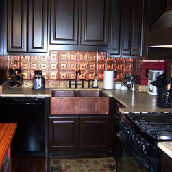 Copper Colored Tin Backsplash - Tile