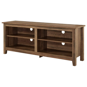 Classic 4 Cubby TV Stand for TVs up to 65 Inches, Rustic Oak