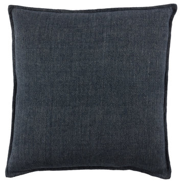 Jaipur Living Blanche Solid Dark Blue Polyester Pillow 22"