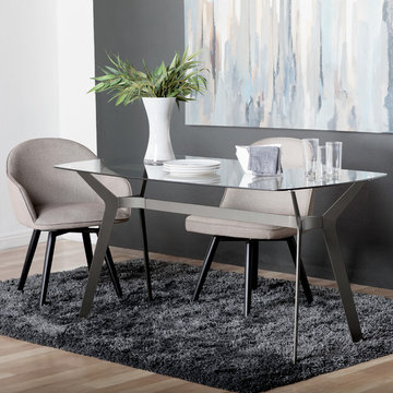 Archtech 60" Modern Dining Table / Desk in Pewter Grey with Clear Glass #71029