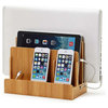 Bamboo Multi-Device Charging Station and Dock, With USB Power Strip