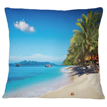 Tropical Beach Thailand Photography Throw Pillow, 16"x16"