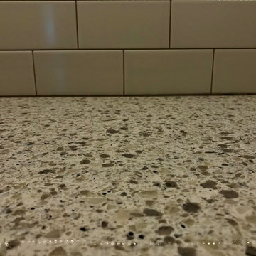 Cambridge Kitchen Remodel Koch Cabinets Hickory Stone MSI Quartz Peppercorn Whit