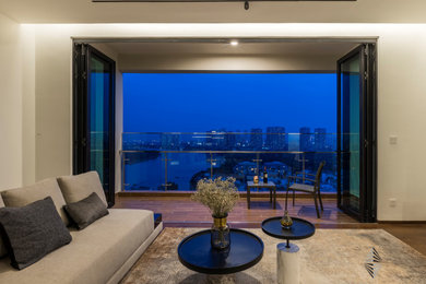 Example of a minimalist living room design in Other