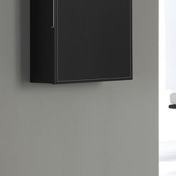 Macral Cuero 15 and 3/4 inches small wall-mounted cabinet. Black caw leather - Medicine Cabinets