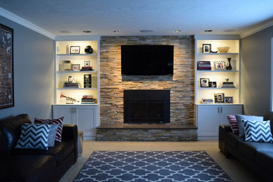 Inspiration for a transitional family room remodel in Other