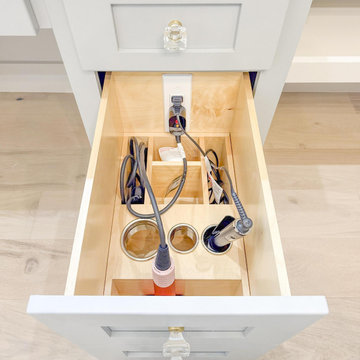 Traditional Makeup Vanity with In-Drawer Power & Tool Storage