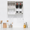 Bartow Wall Mounted Wood Wine Rack Shelf With Glass Holder, White Wash
