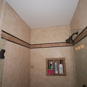 Mission Viejo Travertine Shower & Metal Inlay Border