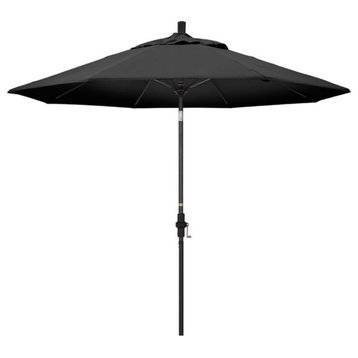 Pemberly Row Skye 9' Black Patio Umbrella in Olefin Black
