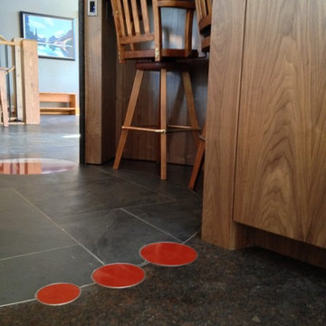 Red Accents in Kitchen; Jones Renovation