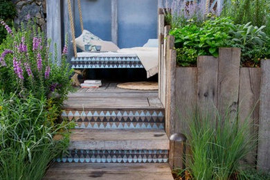 Inspiration for an eclectic patio in Melbourne with decking and a gazebo/cabana.