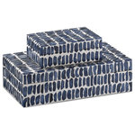 Currey and Company - Currey and Company 1200-0199 Indigo - 10.5" Box (Set of 2) - Our Indigo Box Set marries form and function. ThisIndigo 10.5" Box (Se Navy/White/Natural *UL Approved: YES Energy Star Qualified: n/a ADA Certified: n/a  *Number of Lights:   *Bulb Included:No *Bulb Type:No *Finish Type:Navy/White/Natural