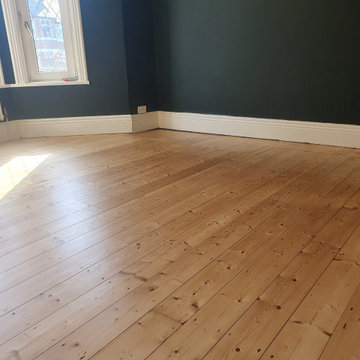Victorian era pine wooden flooring restored