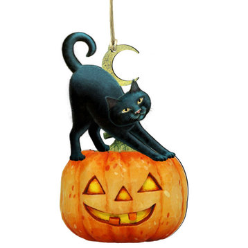 Spooky Halloween Cat Wooden Ornament