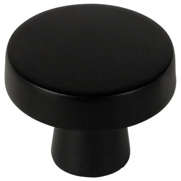 Cosmas Flat Black Contemporary Cabinet Hardware, Round Knob