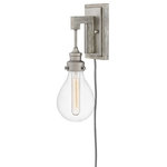 Hinkley - Hinkley 3262PW Denton - One Light Plug-in Wall Sconce - Denton One Light Plug-in Wall Sconce Pewter/Driftwood Grey Clear GlassVintage warmth meets modern minimalism in the Denton collection. Offering a range of refined designs to choose from, Denton integrates industrial finishes with rustic wood accents. An over-scaled classic glass form pairs with T-style lamping to deliver a fresh take on modern-farmhouse style. 15 Years Finish/Lifetime on Electrical Wiring and Components Shade Included: Yes Pewter/Driftwood Grey Finish with Clear GlassVintage warmth meets modern minimalism in the Denton collection. Offering a range of refined designs to choose from, Denton integrates industrial finishes with rustic wood accents. An over-scaled classic glass form pairs with T-style lamping to deliver a fresh take on modern-farmhouse style.   15 Years Finish/Lifetime on Electrical Wiring and Components / Shade Included: Yes.* Number of Bulbs: 1*Wattage: 60W* Bulb Type: Medium Base* Bulb Included: Yes*UL Approved: Yes