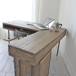 Stuart Reclaimed Scaffolding Industrial L-Shaped Desk with Built In Storage - Desks & Writing Bureaus