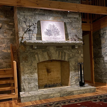 Coventry Natural Thin Stone Veneer Fireplace and Interior Walls