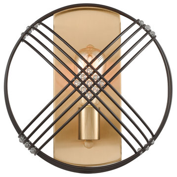 Concentric 1-Light Sconce, Oil Rubbed Bronze With Clear Crystal Beads
