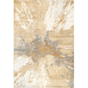 nuLOOM Contemporary Abstract Cyn Area Rug, Gold, 2'6"x12'