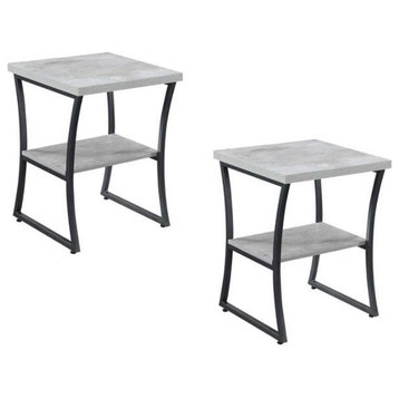 (Set of 2) End Table in Faux Birch