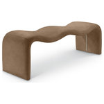 Meridian Furniture - Willow Upholstered Bench, Brown, Vegan Leather - Your artsy side comes to life when you add this Willow brown vegan leather bench to your living room, entryway, or bedroom. This versatile yet elegant and modern bench is perfect for many different spaces in your home. Covered from top to bottom in buttery soft brown vegan leather, it offers the luxurious and refined look of real leather in a cruelty-free option that requires minimal maintenance. A metal inner frame ensures structural support, providing lasting use and enjoyment in any room.