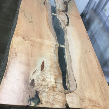 River Glass Big Maple Live Edge Table