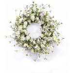 Melrose International - Daisy Wreath 23"D Polyester - Crisp and colorful, our Daisy Wreath boasts faux miniature wild daisies on a twig base. It's a wonderful wreath that adds a fresh, clean look to your door or wall.