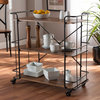 Wilkes Style Black Metal and Walnut Finish Wood Bar and Kitchen Serving Cart