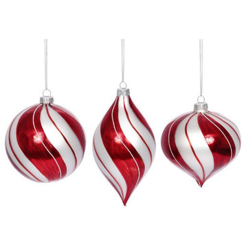 Mark Roberts 2022 Shiny Red And White Ornament, Assortment of 3 4"