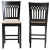 Modern Beige Fabric and Dark Brown Finished Wood 2-Piece Counter Stool Set
