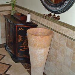 Red Marble Pedestal Sink - Bathroom Sinks