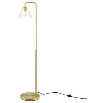 Floor Lamp Light, Gold, Glass, Modern, Mid Century Cafe Bistro Hospitality