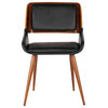 Benzara BM155655 Leatherette Dining Chair, Split Padded Back, Black/Brown