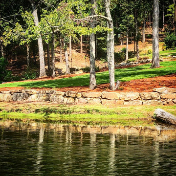 Pondless Water Feature/Flagstone Patio and Fire Pit/Mossrock Seating Wall