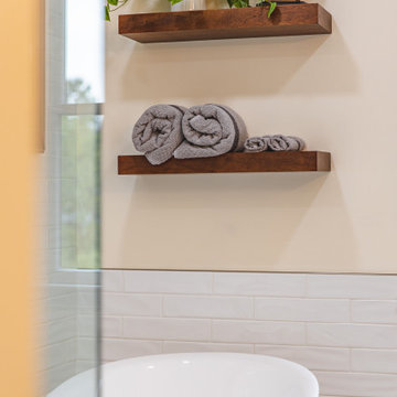 Master bathroom remodel in Ashburn, VA with walk in shower & double vanities