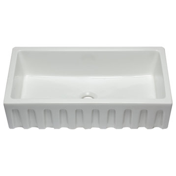 ALFI brand AB3618HS-W 36 Inch White Smooth Single Bowl Fireclay Farm Sink