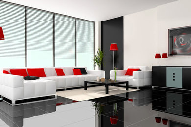 Minimalist family room photo in Miami