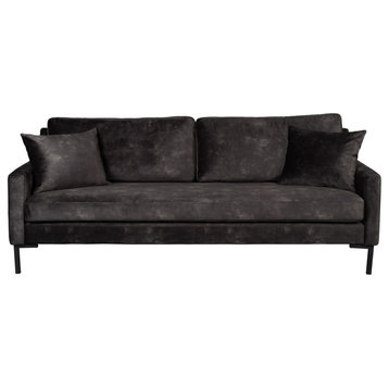 Dark Gray Upholstered 3-Seater Sofa | Dutchbone Houda